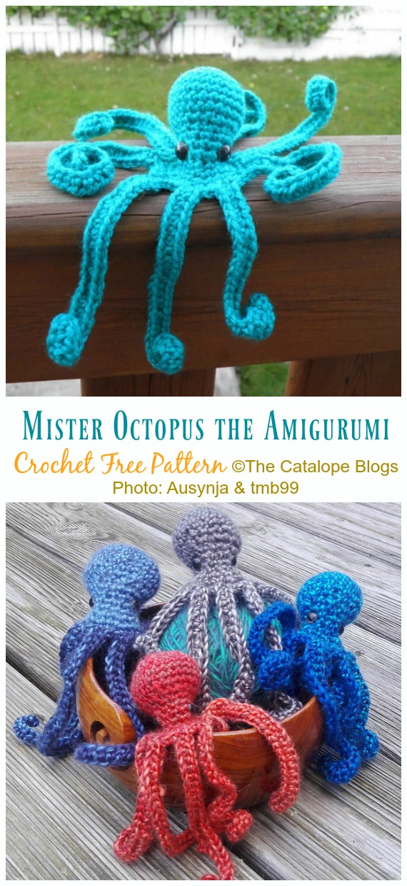 Amigurumi Mister Octopus Crochet Free Patterns - Crochet #SeaLife; Toys #Amigurumi; Free Patterns