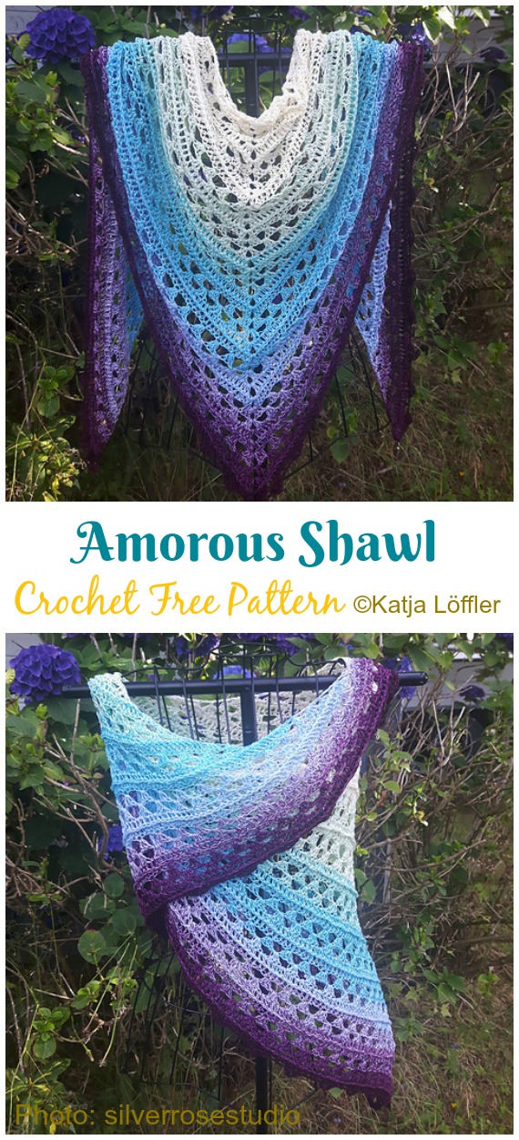 Amorous Shawl Crochet Free Pattern - Women Lace #Shawl; Free #Crochet; Patterns