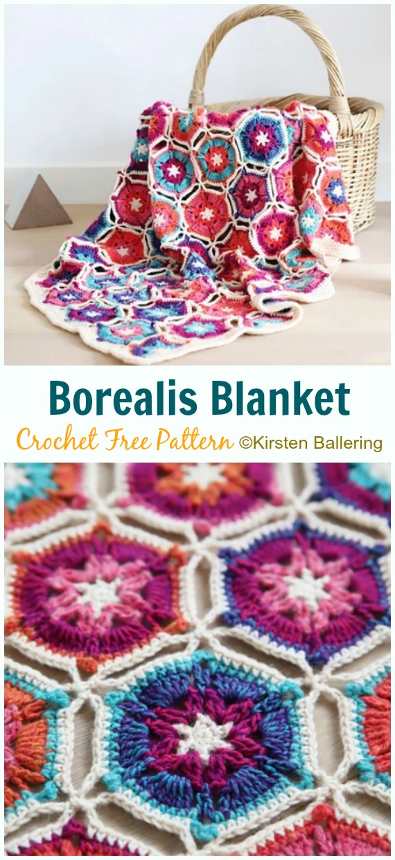 Borealis Blanket Crochet Free Pattern - #Hexagon; Blankets Free #Crochet; Patterns