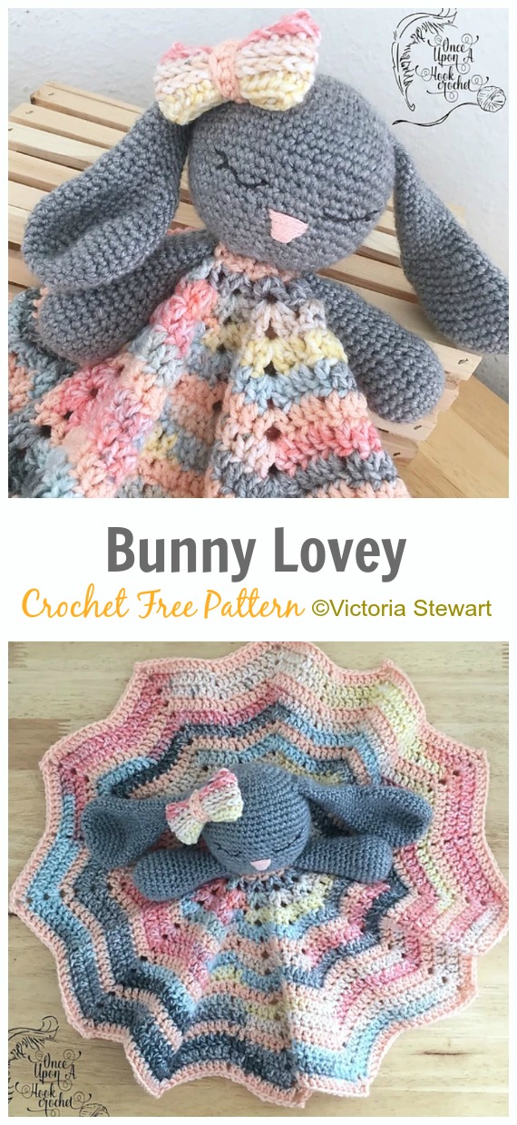 Bunny Lovey Crochet Free Pattern- Baby #Lovey; #Blanket; Security Comforter Free #Crochet; Patterns