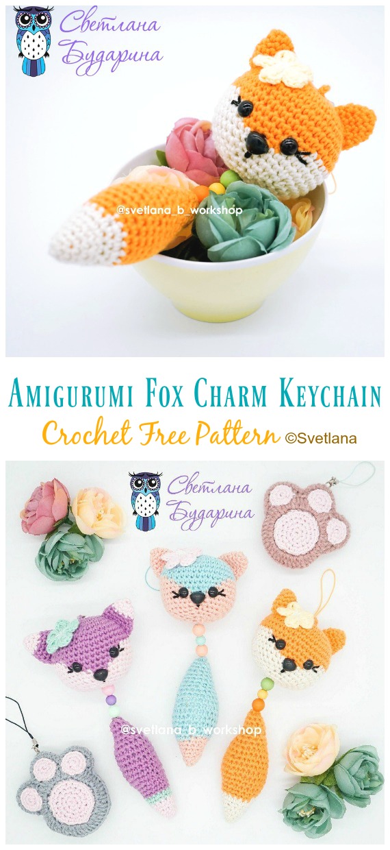 Amigurumi Fox Charm Keychain Crochet Free Pattern - Amigurumi Fox Free Crochet Patterns