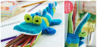 Crocodile Pencil Case Crochet Free Pattern - Back to School #Pencil Case Free #Crochet; Patterns