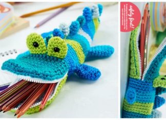 Crocodile Pencil Case Crochet Free Pattern - Back to School #Pencil Case Free #Crochet; Patterns