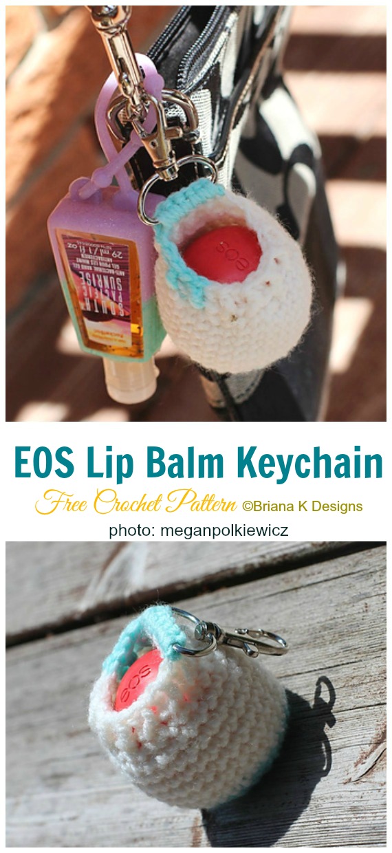 EOS Lip Balm Holder Key Chain Crochet Free Patterns - #Keychain #Crochet Free Patterns