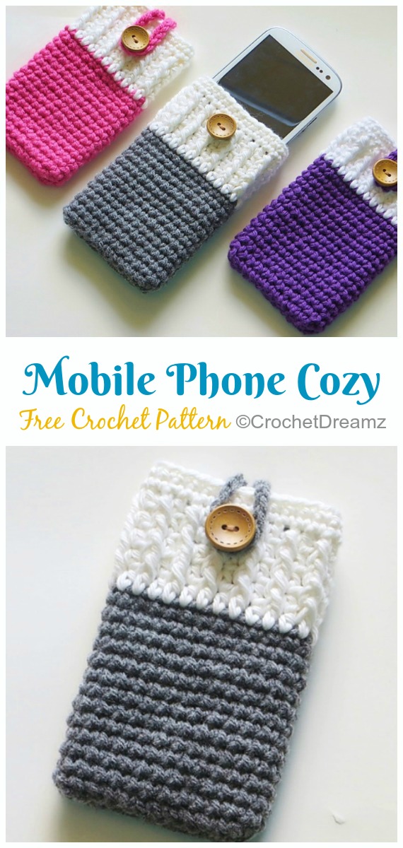 Mobile Phone Cozy Crochet Free Pattern &Video - Cozy #Camera; Case #Crochet; Free Patterns
