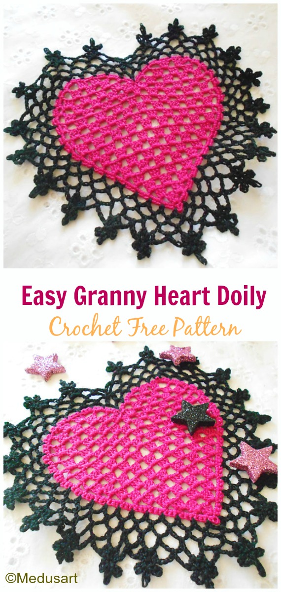 Easy Granny Heart Doily Crochet Free Pattern - Small Doily Free Crochet Patterns