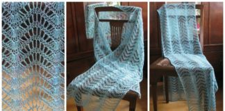 Feather Fan Lace Shawl Crochet Free Pattern - Women Lace #Shawl; Free #Crochet; Patterns