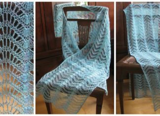 Feather Fan Lace Shawl Crochet Free Pattern - Women Lace #Shawl; Free #Crochet; Patterns