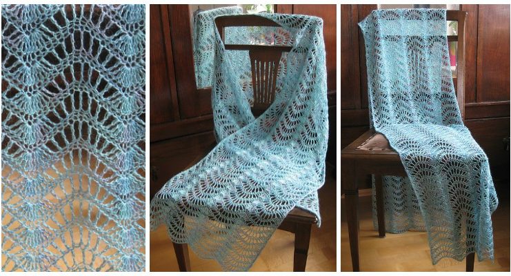 Feather Fan Lace Shawl Crochet Free Pattern - Women Lace #Shawl; Free #Crochet; Patterns