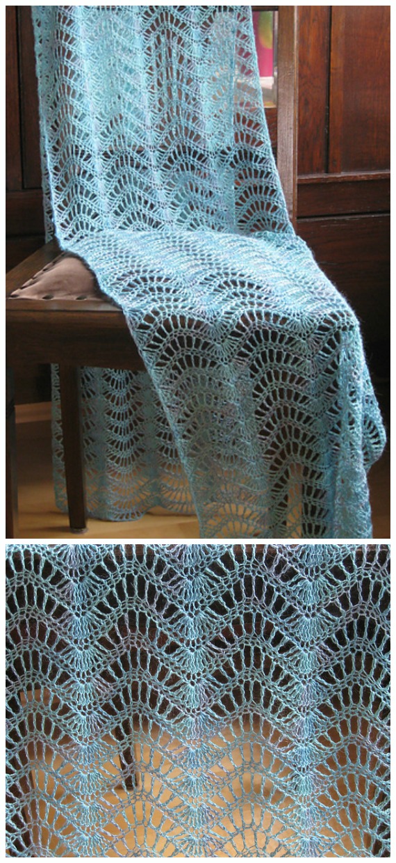 Feather Fan Lace Shawl Crochet Free Pattern - Women Lace #Shawl; Free #Crochet; Patterns