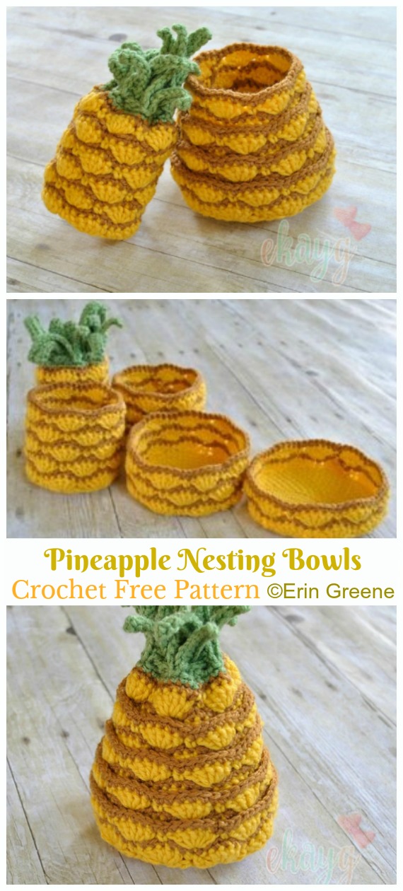 Pineapple Nesting Bowls Crochet Free Patterns