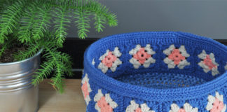 Granny Square Edged Basket Crochet Free Patterns - - Storage #Basket; Free #Crochet; Patterns