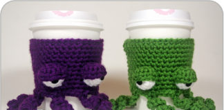 Grumpy Octopus Coffee Cup Cozy Crochet Free Pattern - Coffee/Tea Mug #Cozy; Free #Crochet; Patterns