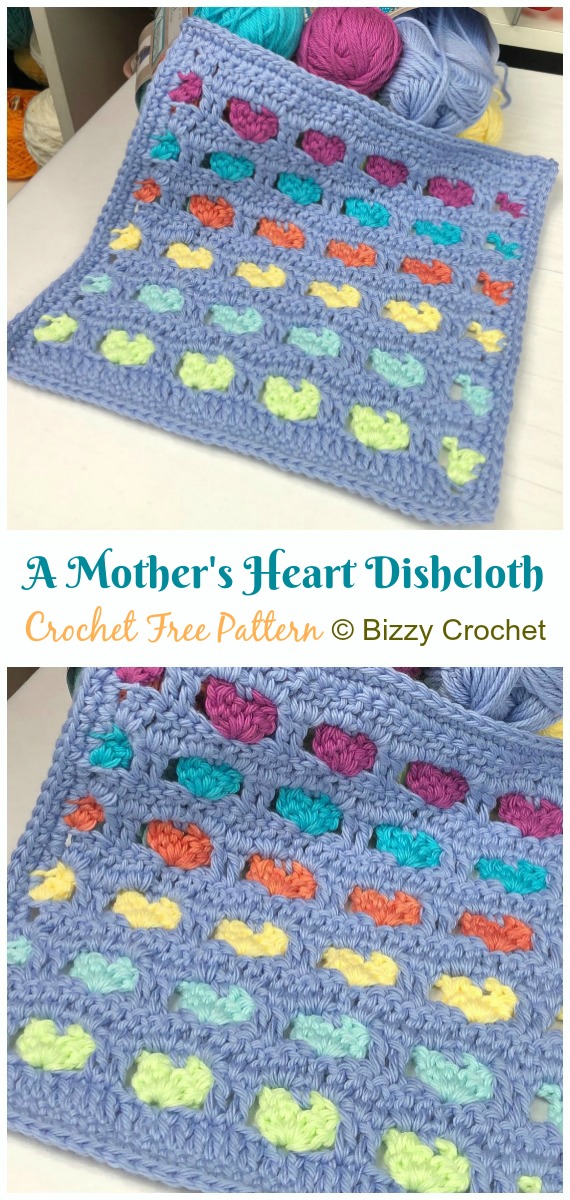 A Mother's Heart Dishcloth Crochet Free Pattern - #Heart; #Dishcloth; Free Crochet Patterns