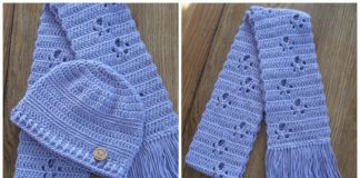 Meandering Paw Prints Beanie & Scarf Set Crochet Free Patterns