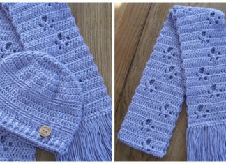 Meandering Paw Prints Beanie & Scarf Set Crochet Free Patterns