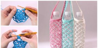 Mesh Water Bottle Holder Crochet Free Pattern Video - Water Bottle Holder Free #Crochet; Patterns