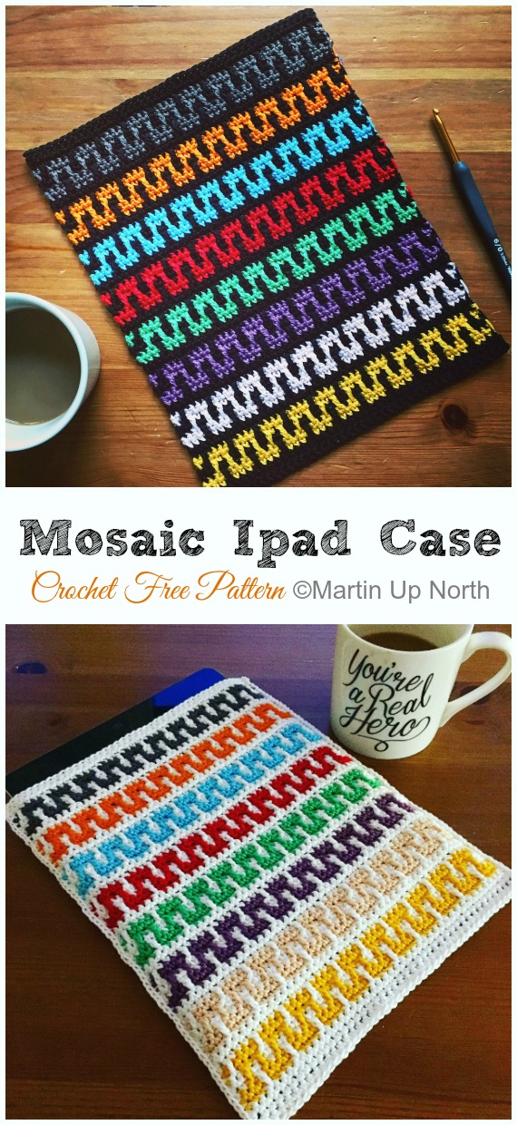 Mosaic Ipad Case Crochet Free Pattern - #Crochet Computer #Device Case Cozy Sleeves Free Patterns