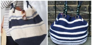 Nautical Tote Bag Crochet Free Pattern - Tote #Bag; Free #Crochet; Patterns