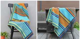 Nya Mosaic Blanket Crochet Free Pattern - Mosaic #Blanket; Free #Crochet; Patterns