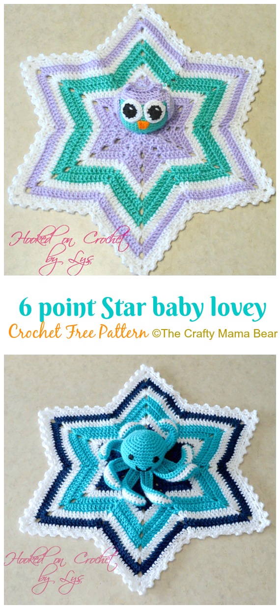 6 point star baby lovey Crochet Free Pattern [Video] - Baby #Lovey; #Blanket; Security Comforter Free #Crochet; Patterns