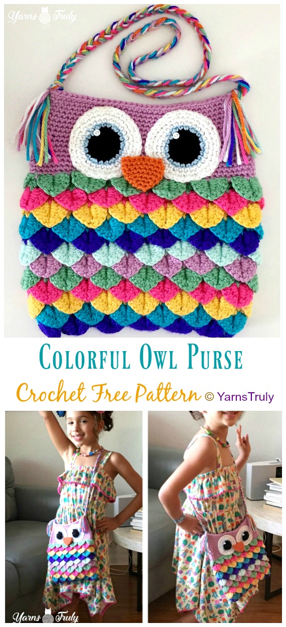 Colorful Owl Purse Crochet Free Patterns - Kids Shoulder #Bags; Free #Crochet; Patterns