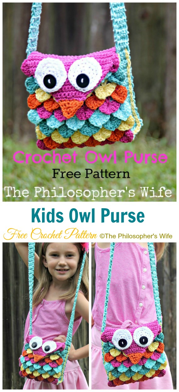 Kids Owl Shoulder Bag Crochet Free Pattern - Kids Shoulder #Bags; Free #Crochet; Patterns