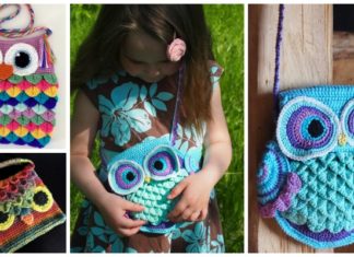 Crocodile Owl Purse Crochet Free Patterns- Kids Shoulder #Bags; Free #Crochet; Patterns