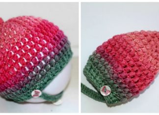 Puff Knot Beanie Crochet Free Pattern - #Beanie; Hat Free #Crochet; Patterns