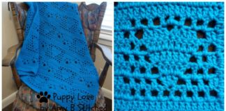 Puppy Love Blanket Crochet Free Pattern - Fillet #Blanket; Free #Crochet; Patterns