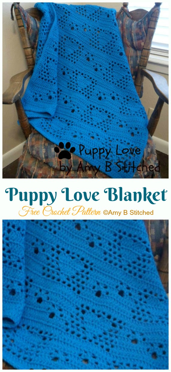 Puppy Love Blanket Crochet Free Pattern - Fillet #Blanket; Free #Crochet; Patterns