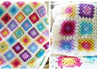 Rainbow Granny Square Blanket Crochet Free Pattern - #Granny; Square #Blanket; Free #Crochet; Patterns