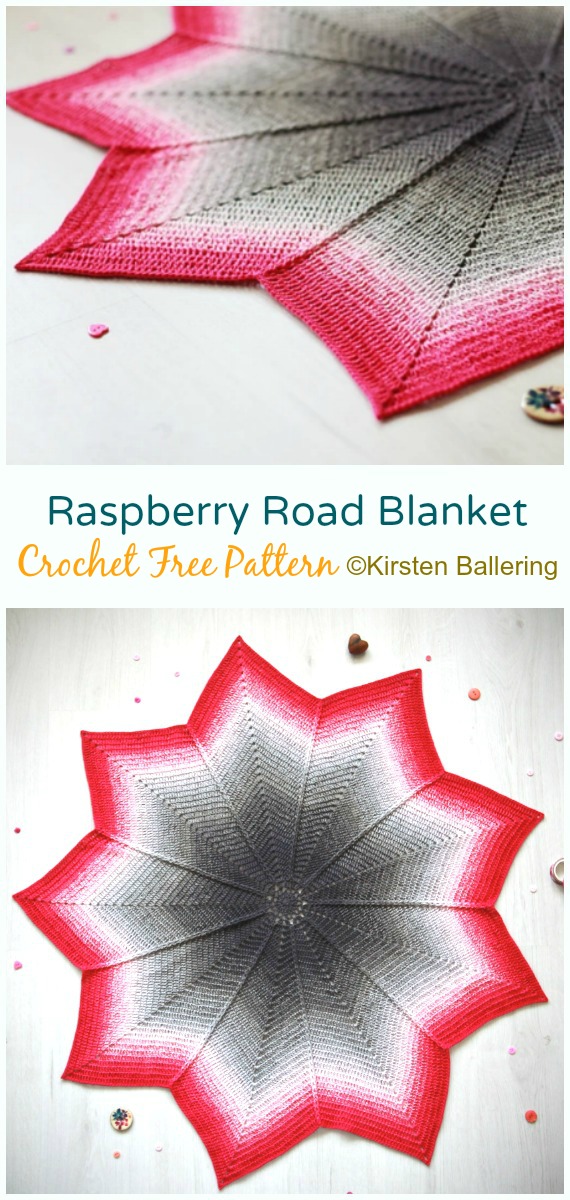 Raspberry Road Blanket Crochet Free Pattern - #Crochet; Ripple #Blanket; Free Crochet Pattern