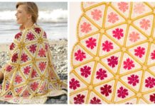 Spring Daze Flower Blanket Crochet Free Pattern - #Triangle; Motif #Blanket; Free Crochet Patterns