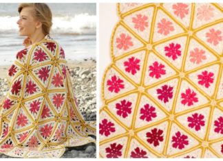 Spring Daze Flower Blanket Crochet Free Pattern - #Triangle; Motif #Blanket; Free Crochet Patterns