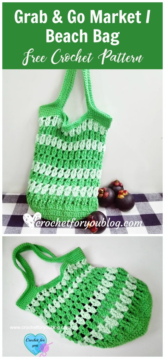 Grab & Go Beach Bag Crochet Free Pattern - Beach #Bag; Free #Crochet; Patterns