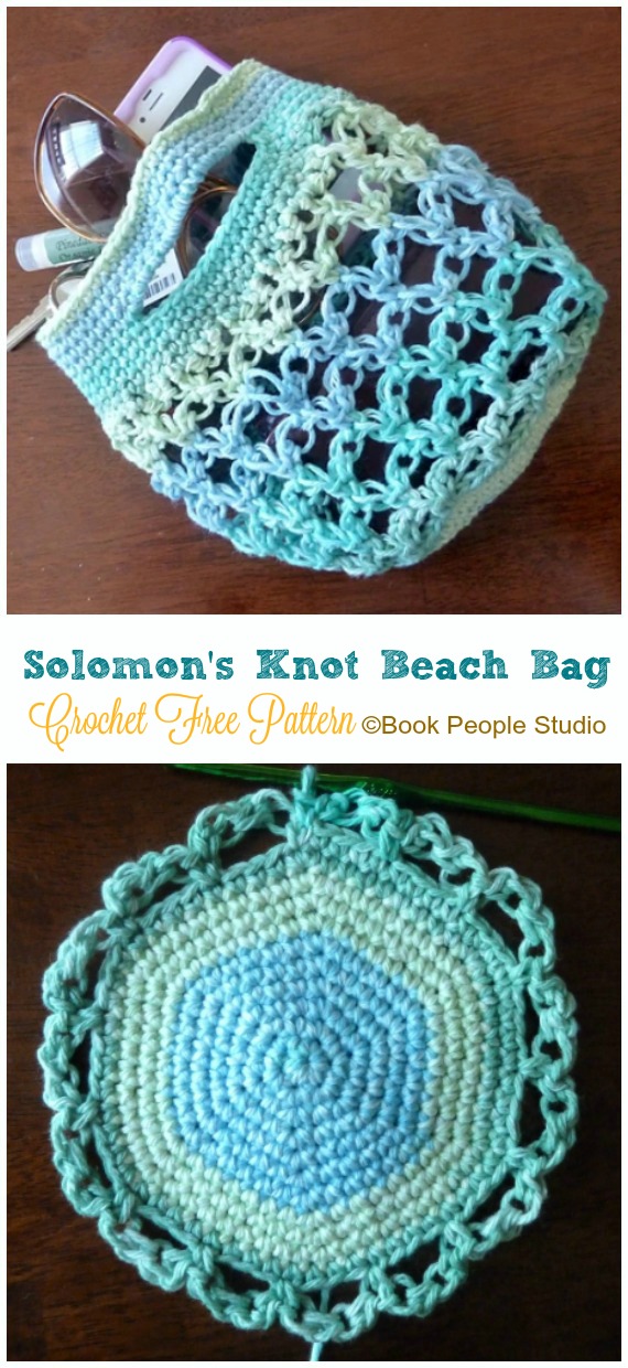 Solomon's Knot Beach Bag Crochet Free Pattern - Beach #Bag; Free #Crochet; Patterns