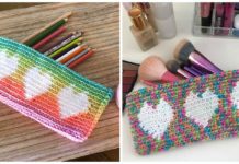 Tapestry Heart Pencil Case Crochet Free Pattern - Back to School #Pencil Case Free #Crochet; Patterns