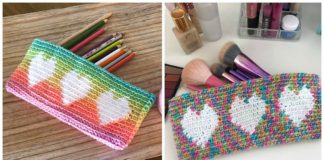 Tapestry Heart Pencil Case Crochet Free Pattern - Back to School #Pencil Case Free #Crochet; Patterns