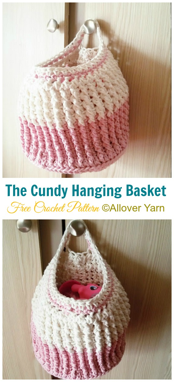 The Cundy Hanging Basket Free Crochet Pattern- Hanging #Basket; Free #Crochet; Patterns