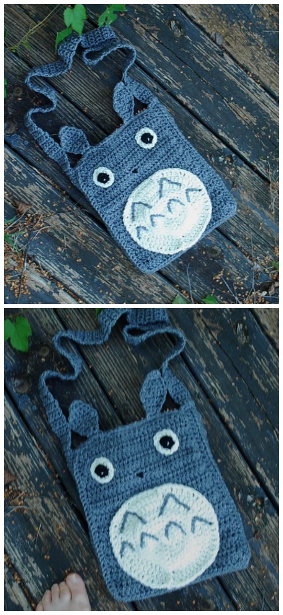 Totoro Purse Crochet Free Pattern - Crianças Ombro #Bags;  Grátis #Crochet;  Padrões