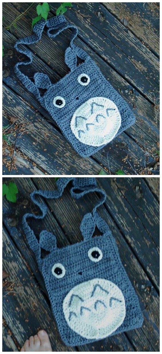 Totoro Purse Crochet Free Pattern - Kids Shoulder #Bags; Free #Crochet; Patterns