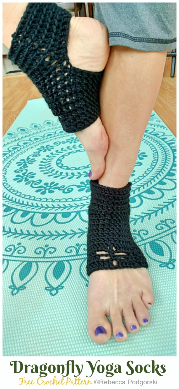 Dragonfly Yoga Socks Crochet Free Pattern - #Yoga; Socks Crochet Free Patterns