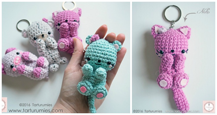 Amigurumi Cat Kawaii Keychain Crochet Free Pattern