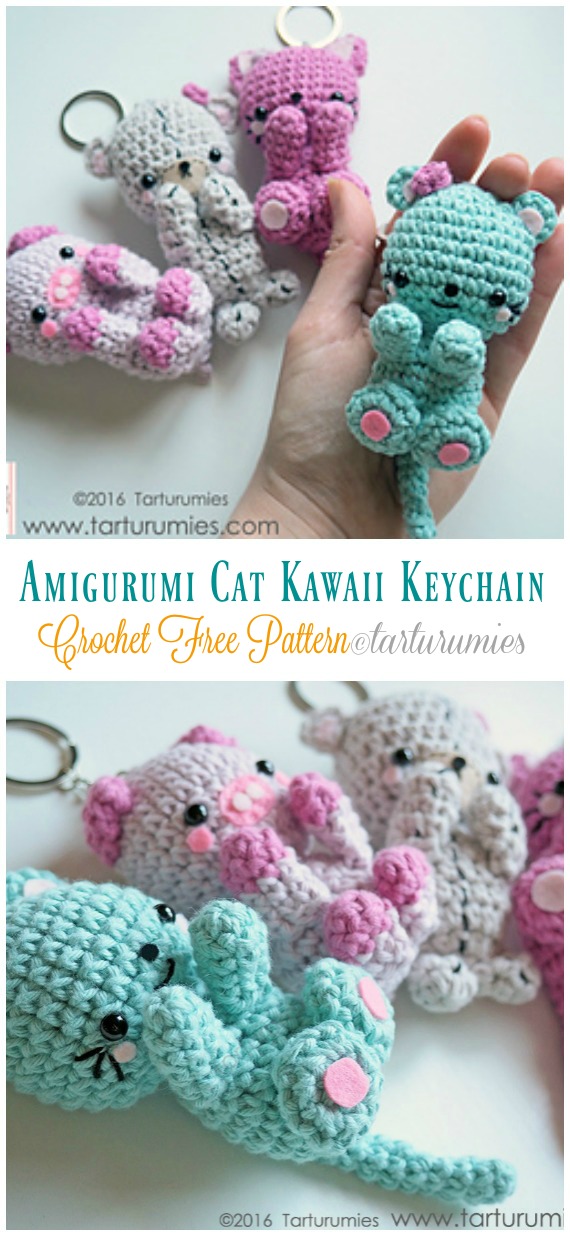 Amigurumi Cat Kawaii Keychain Crochet Free Pattern - #Keychain #Crochet Free Patterns