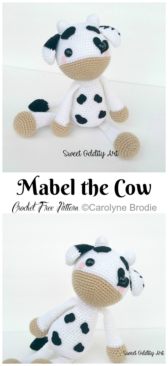 Crochet Mabel the Cow Amigurumi Free Pattern- #Amigurumi #Cow Toy Plushies Free Crochet Patterns