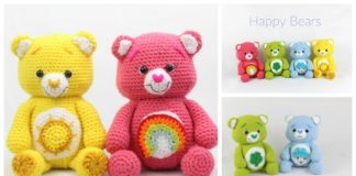 Amigurumi Happy Bears Crochet Free Pattern- Free #Amigurumi; #Bear; Toy Softies Crochet Patterns
