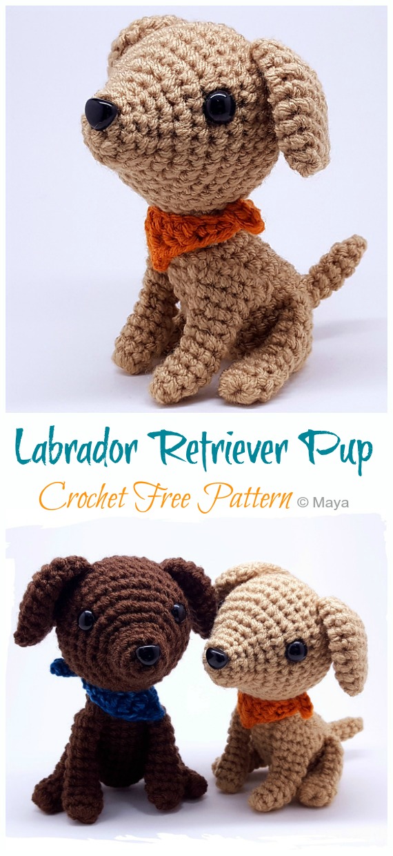 Labrador Retriever Pup Dog Crochet Free Pattern - Crochet #Dog; #Amigurumi; Free Patterns