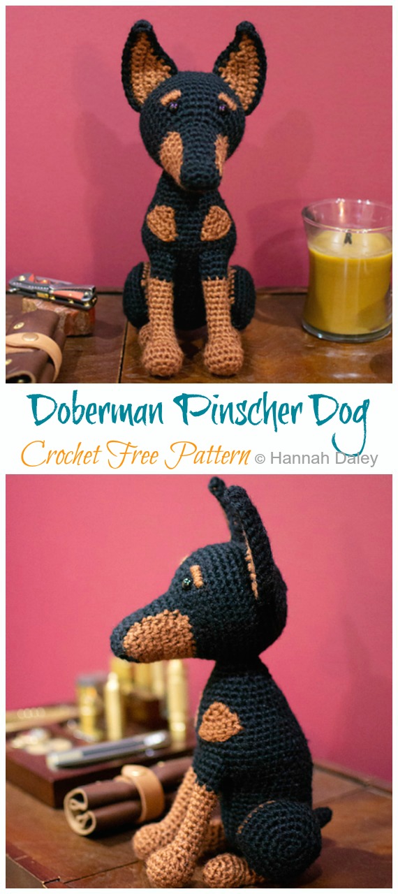 Doberman Pinscher Dog Crochet Free Pattern - Crochet #Dog; #Amigurumi; Free Patterns