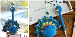 Amigurumi Peacock Pen Holder Crochet Free Pattern [Video]- Crochet #Bird; #Amigurumi; Free Patterns